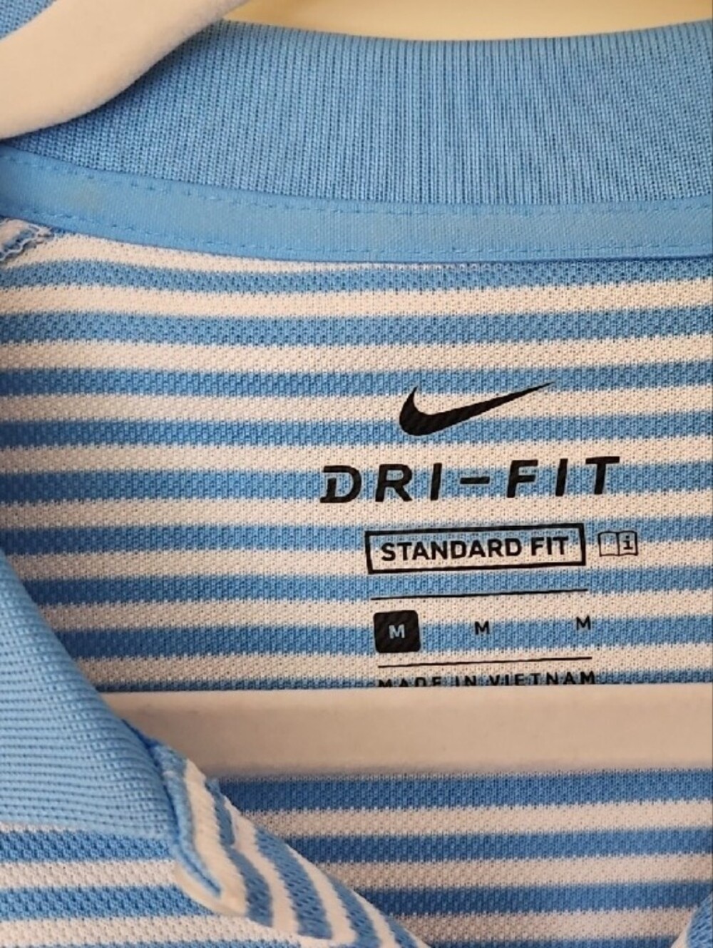 Nike Light Blue and White Striped Polo - Picture 3 of 6